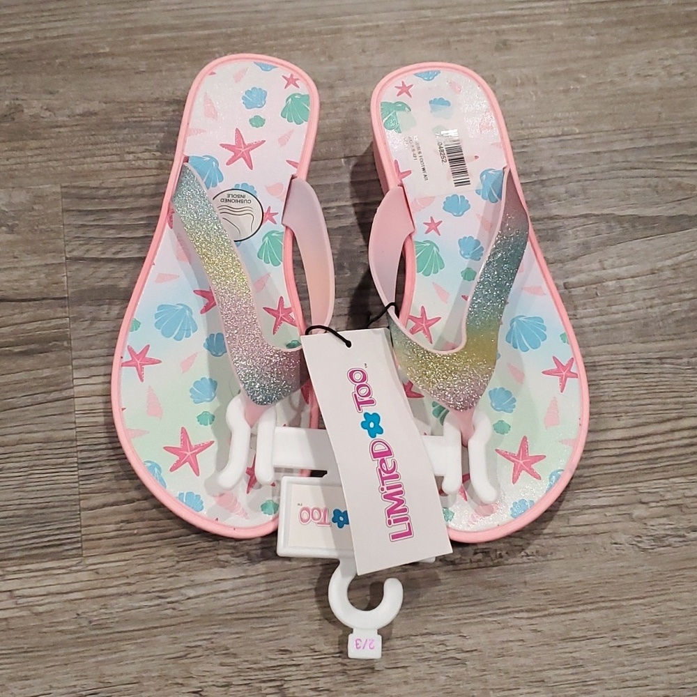 Limited Too Seashell Glittery Heeled Sandals Size 2/3